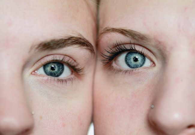 photo of woman's face reflection